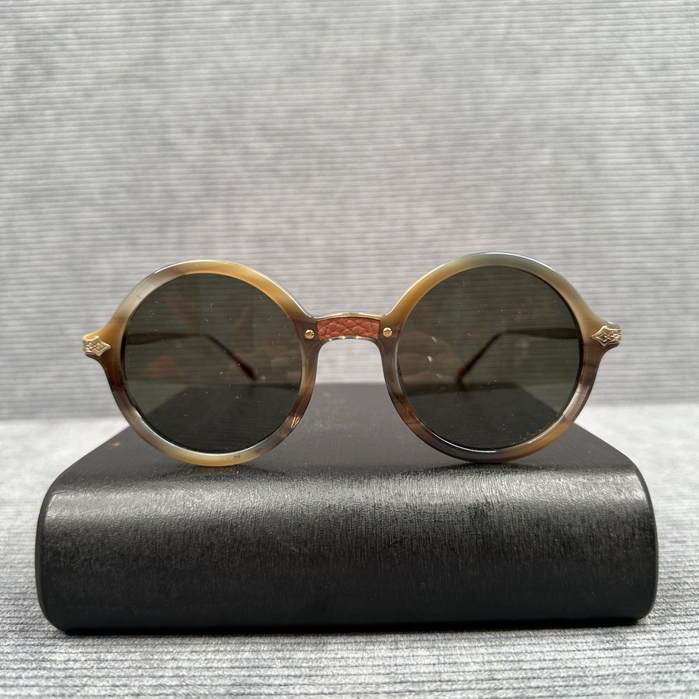 PAEO‎ Los Angeles Mulholland 62 Round Horn Sunglasses Brown Gold 47-22-140
